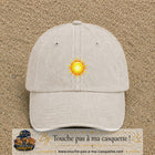 Casquette baseball Beige clair délavé 100% coton avec motif Soleil rayonnant 5 cm - image principale