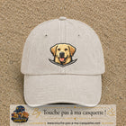 Casquette Beige clair délavé 100% coton avec motif Chien labrador souriant 7 cm - image principale