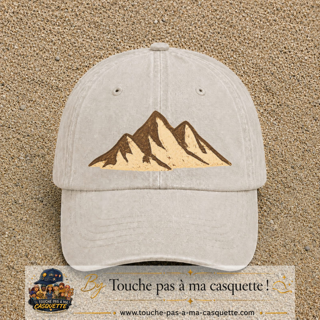Casquette Beige clair délavé 100% coton avec motif Montagnes bohèmes 7 cm - image principale