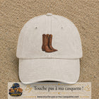 Casquette Beige clair délavé 100% coton avec motif Bottes cowboy 7 cm - image principale