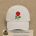 Casquette baseball Beige clair délavé 100% coton avec motif Fleur de rose 7 cm - image principale