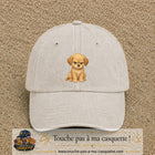 Casquette baseball Beige clair délavé 100% coton avec motif Chiot boudeur 7 cm - image principale