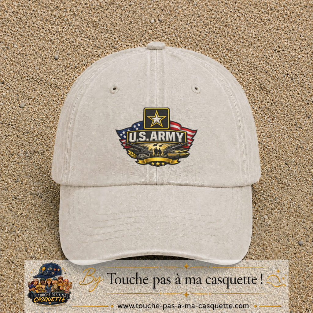 Casquette Beige clair délavé motif Emblème U.S. Army 7 cm - vue principale