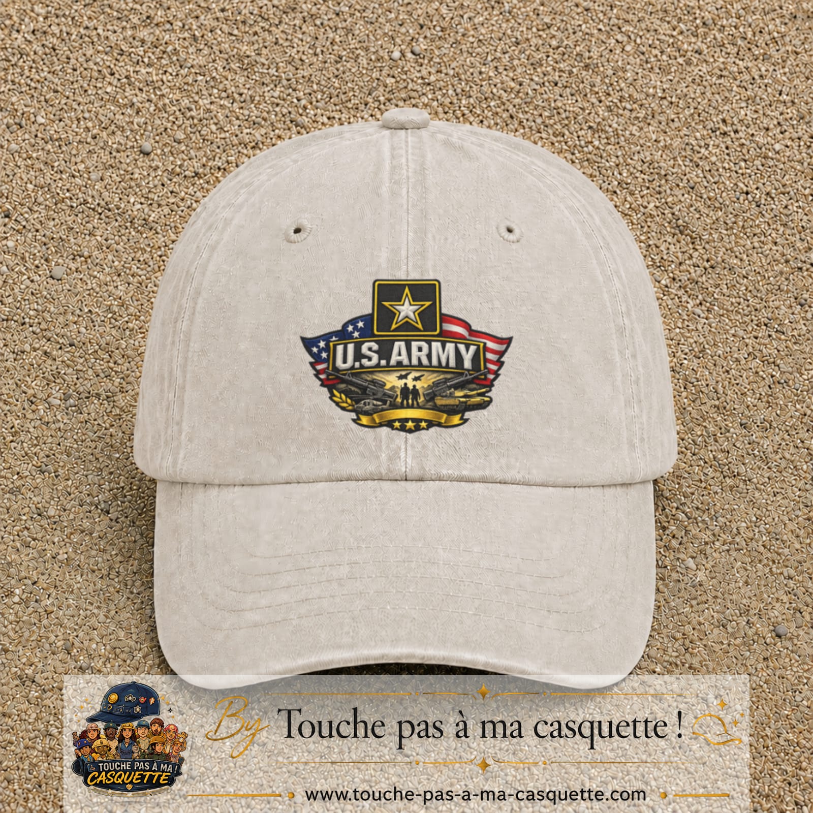 Casquette Beige clair délavé motif Emblème U.S. Army 7 cm - vue principale