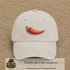 Casquette Beige clair délavé motif Piment piquant 5 cm - vue principale