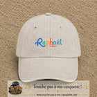 Casquette baseball Beige clair délavé 100% coton avec visuel Prénom Raphaël coloré 5 cm - image produit principale