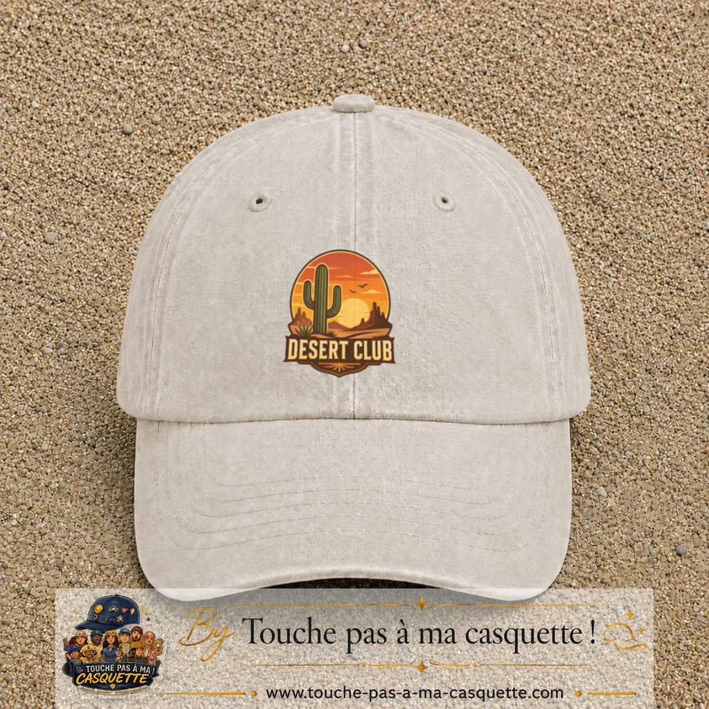 Casquette Beige clair délavé 100% coton avec motif Desert Club cactus 7 cm - image principale