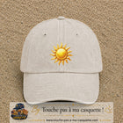 Casquette baseball Beige clair délavé 100% coton avec visuel Soleil brillant 7 cm - image produit principale