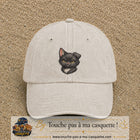 Casquette Beige clair délavé motif Tête de chaton 7 cm - vue principale