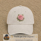Casquette Beige clair délavé motif Rose tendre 7 cm - vue principale
