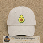 Casquette baseball Beige clair délavé 100% coton avec visuel Avocat kawaii 7 cm - image produit principale