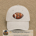 Casquette Beige clair délavé 100% coton avec motif Ballon de rugby sourire 7 cm - image principale