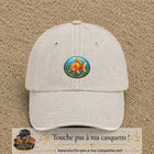 Casquette baseball Beige clair délavé 100% coton avec visuel Poisson rouge ovale 5 cm - image produit principale