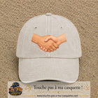 Casquette Beige clair délavé 100% coton avec motif Poignée de main 7 cm - image principale