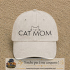Casquette Beige clair délavé 100% coton avec motif Cat Mom 7 cm - image principale