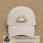 Casquette baseball Beige clair délavé 100% coton avec visuel Soleil et vagues 7 cm - image produit principale