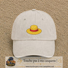 Casquette baseball Beige clair délavé 100% coton avec motif Chapeau de paille 3 cm - image principale
