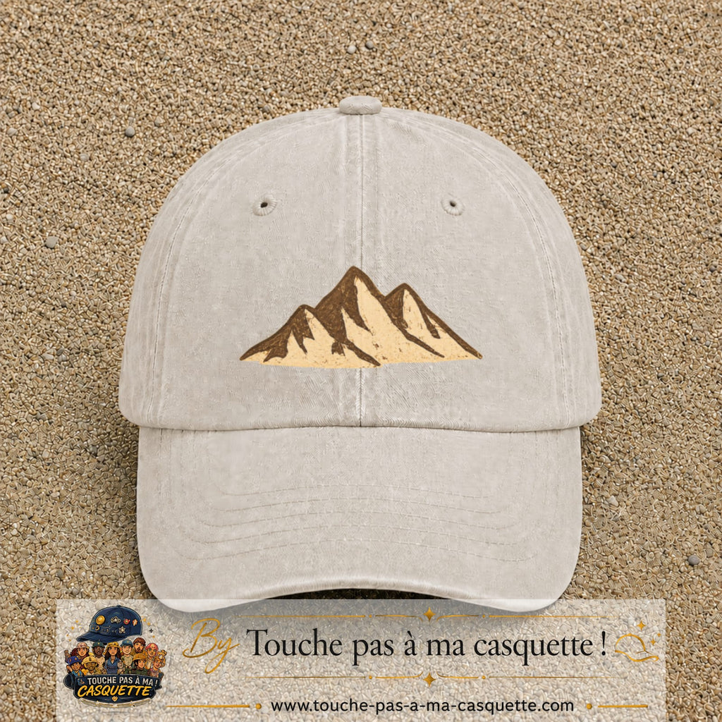 Casquette Beige clair délavé 100% coton avec motif Montagnes bohèmes 5 cm - image principale