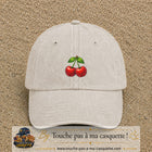 Casquette baseball Beige clair délavé 100% coton avec visuel Cerises 5 cm - image produit principale
