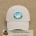 Casquette baseball Beige clair délavé 100% coton avec visuel Cygne sur lac 7 cm - image produit principale