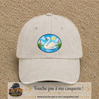 Casquette baseball Beige clair délavé 100% coton avec visuel Cygne sur lac 7 cm - image produit principale