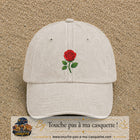 Casquette baseball Beige clair délavé 100% coton avec motif Fleur de rose 5 cm - image principale