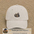 Casquette Beige clair délavé 100% coton avec motif Squelette chevalier château 5 cm - image principale