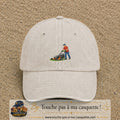 Casquette baseball Beige clair délavé 100% coton avec motif Jardinier avec tondeuse 5 cm - image principale