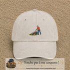 Casquette baseball Beige clair délavé 100% coton avec motif Jardinier avec tondeuse 5 cm - image principale