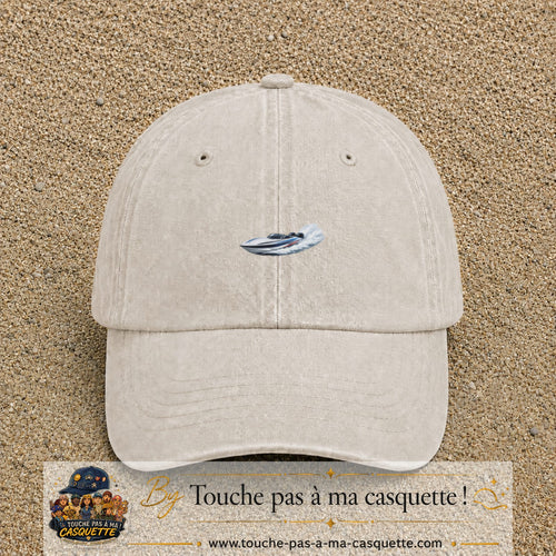 Casquette baseball Beige clair délavé 100% coton avec motif Bateau rapide 3 cm - image principale