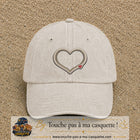 Casquette Beige clair délavé motif Cœur contour délicat 7 cm - vue principale
