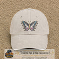 Casquette Beige clair délavé motif Papillon enchanté 7 cm - vue principale