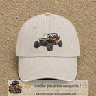 Casquette Beige clair délavé 100% coton avec motif Buggy tout-terrain orange 7 cm - image principale