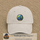 Casquette baseball Beige clair délavé 100% coton avec visuel Terre compas 7 cm - image produit principale