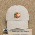 Casquette Beige clair délavé motif Pêches fruitées 7 cm - vue principale