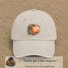 Casquette Beige clair délavé motif Pêches fruitées 7 cm - vue principale