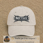 Casquette baseball Beige clair délavé 100% coton avec visuel Typographie métal 7 cm - image produit principale