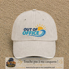 Casquette Beige clair délavé 100% coton avec motif Out of Office vague soleil 7 cm - image principale