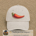 Casquette Beige clair délavé motif Piment piquant 7 cm - vue principale