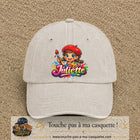 Casquette baseball Beige clair délavé 100% coton avec motif Juliette 7 cm - image principale