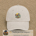 Casquette Beige clair délavé 100% coton avec motif Surfing Wolf 5 cm - image principale