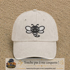 Casquette Beige clair délavé motif Abeille souriante 7 cm - vue principale
