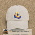 Casquette baseball Beige clair délavé 100% coton avec motif Lune croissant 7 cm - image principale