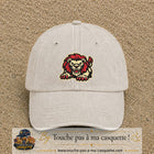 Casquette Beige clair délavé 100% coton avec motif Lion rouge rugissant 7 cm - image principale