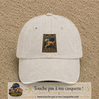 Casquette baseball Beige clair délavé 100% coton avec visuel Chien noble 7 cm - image produit principale