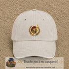 Casquette Beige clair délavé 100% coton avec motif Casque spartiate éclair doré 7 cm - image principale