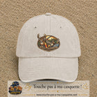 Casquette Beige clair délavé motif Scène de chasse 7 cm - vue principale