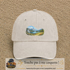 Casquette baseball Beige clair délavé 100% coton avec motif Paysage montagne lac 5 cm - image principale