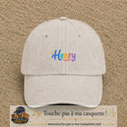 Casquette baseball Beige clair délavé 100% coton avec visuel Prénom Henry coloré 3 cm - image produit principale