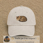 Casquette baseball Beige clair délavé 100% coton avec motif Chat endormi 5 cm - image principale